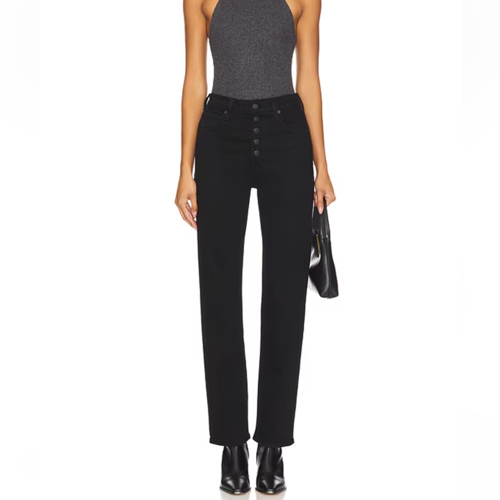 Citizens of Humanity Daphne High Rise Stovepipe Black size 27 Exposed Fly $218